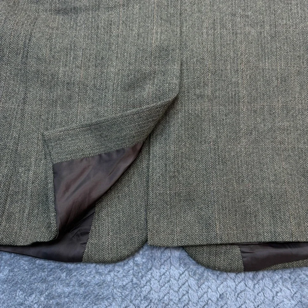 Jos A Bank Blazer Mens 46L Brown Herringbone Wool Two Button Sport Coat Long